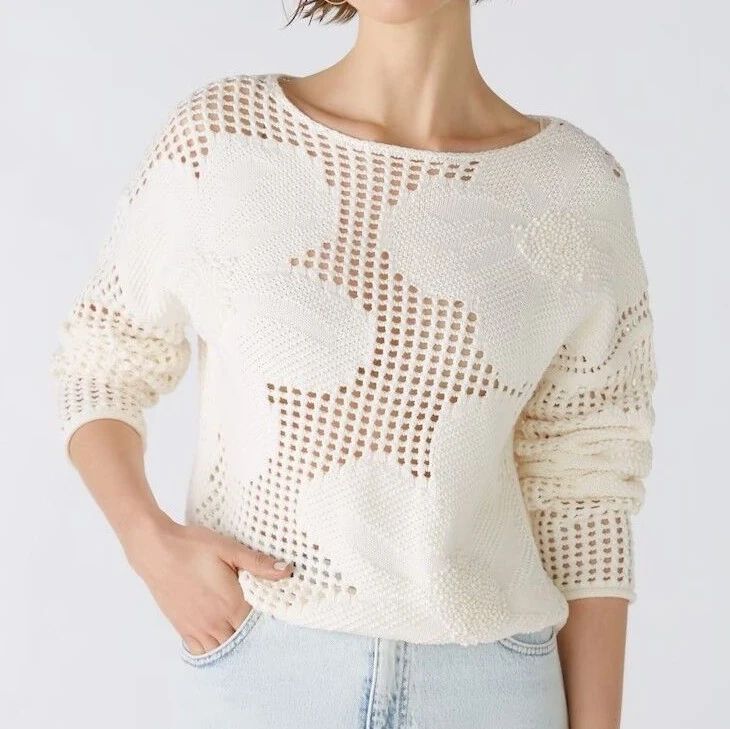 「針織圖解」德國品牌OUI的網格花朵圖案毛衣